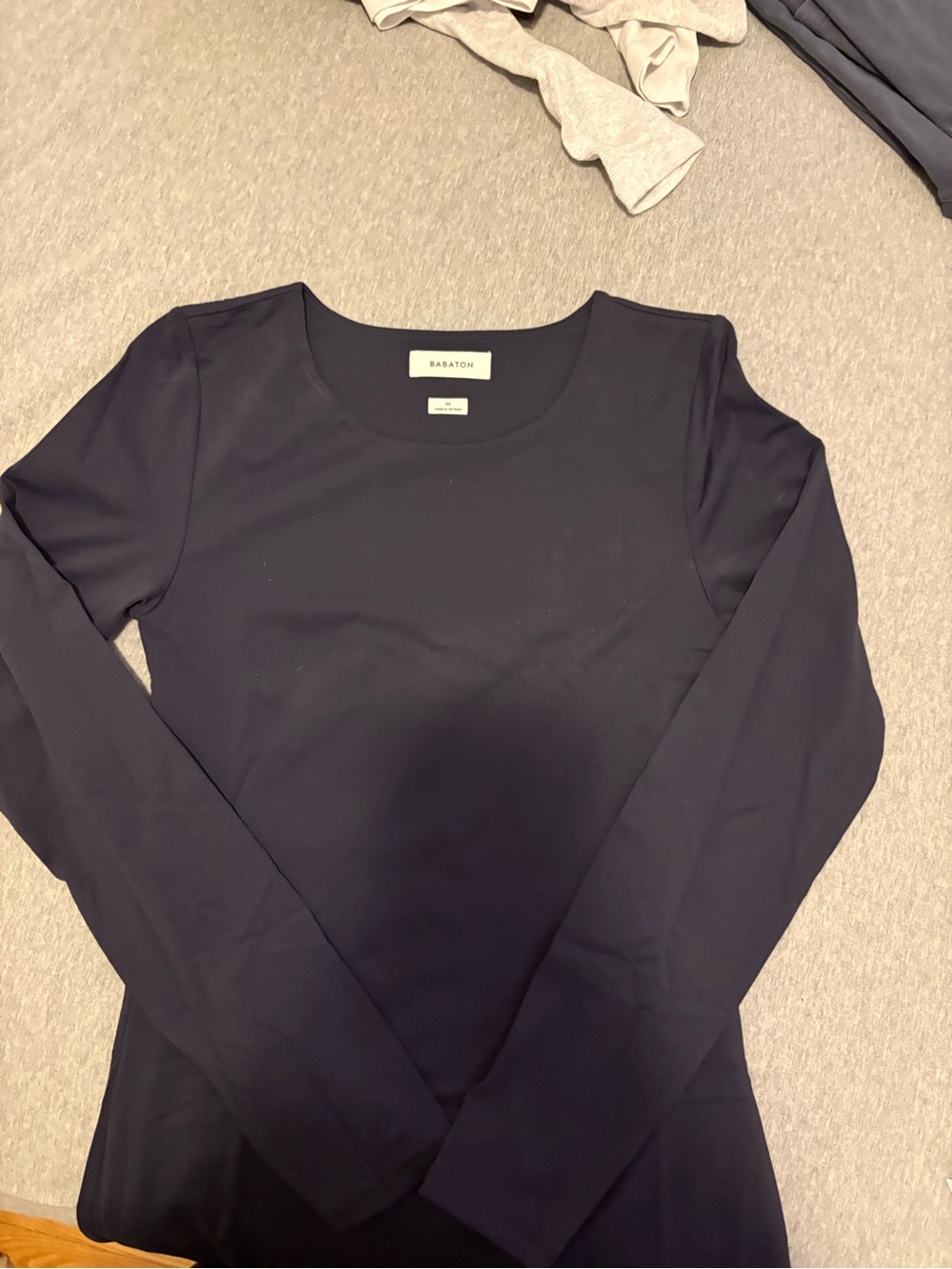 Babaton Women's Mini Dress Long Sleeve Crew Neck Top — Navy